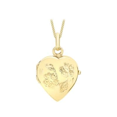 9ct Yellow Gold 16mm x 20mm Daisy-Detail Heart Locket