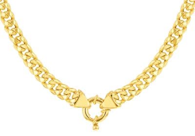 9ct Yellow Gold 18 Inch 6mm Spring Ring Cuban Link Chain