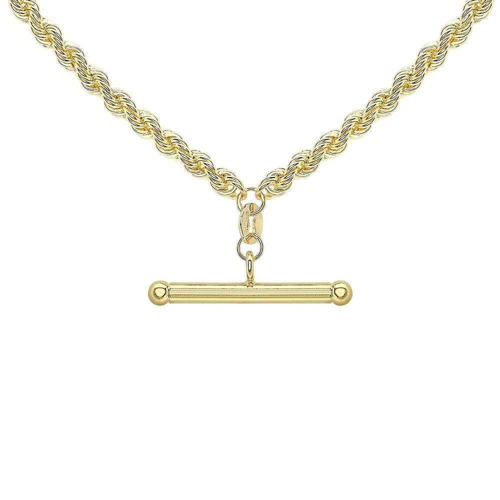 9ct Yellow Gold 18 Inch Rope Chain Albert T-Bar Necklace