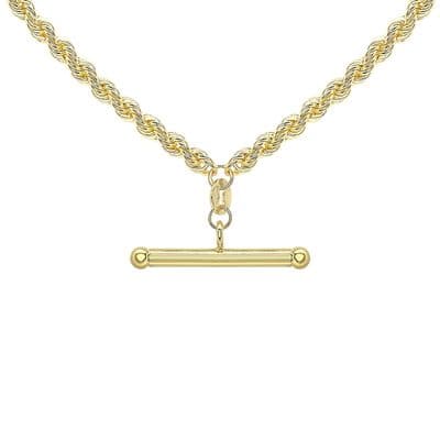 9ct Yellow Gold 18 Inch Rope Chain Albert T-Bar Necklace