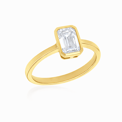 9ct Yellow Gold 1ct Emerald Cut Lab Diamond 6mm x 8mm Ring
