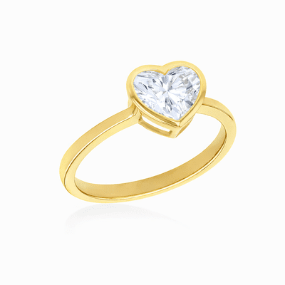 9ct Yellow Gold 1ct Heart Lab Diamond 7mm x 8mm Ring