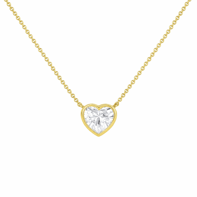 9ct Yellow Gold 1ct Heart Lab Diamond Necklace 41cm/16