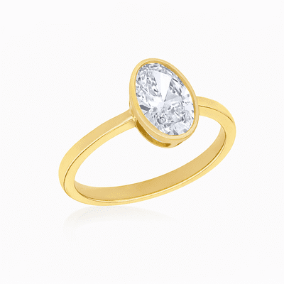 9ct Yellow Gold 1ct Oval Lab Diamond 7mm x 10.2mm Ring