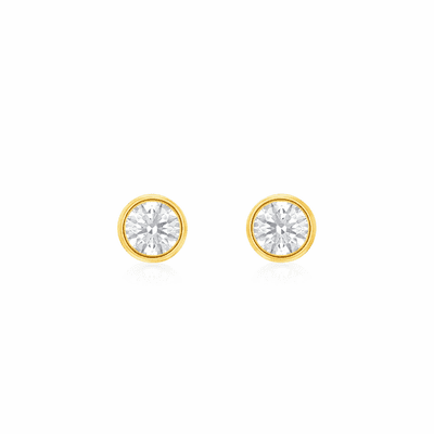9ct Yellow Gold 1ct Round Lab Diamond 6.5mm Stud Earrings