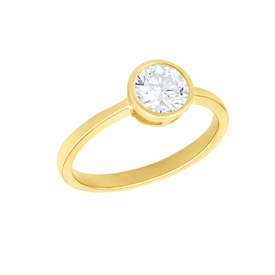 9ct Yellow Gold 1ct Round Lab Diamond 7.5mm Ring