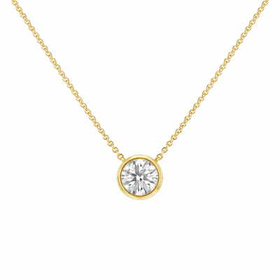 9ct Yellow Gold 1ct Round Lab Diamond Necklace 41cm/16
