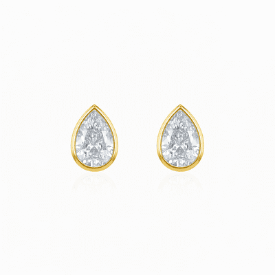 9ct Yellow Gold 1ct Teardrop Lab Diamond 6mm x 8mm Stud Earrings