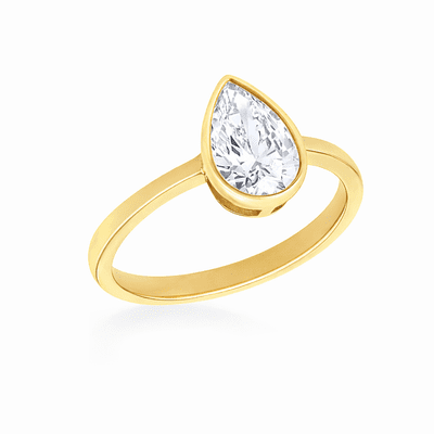 9ct Yellow Gold 1ct Teardrop Lab Diamond 7mm x 9.5mm Ring