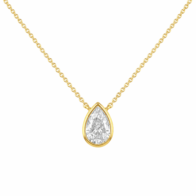 9ct Yellow Gold 1ct Teardrop Lab Diamond Necklace 41cm/16