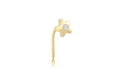 9ct Yellow Gold 1mm Round White CZ 4mm x 4mm Star Shape Nose Piercing