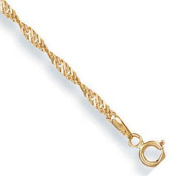 9ct Yellow Gold 2.2mm Sinagpore Anklet