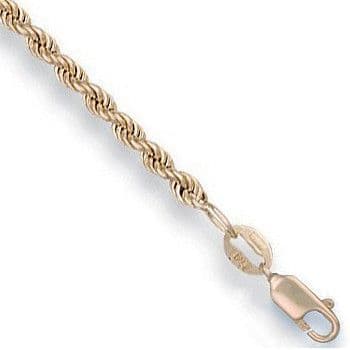 9ct Yellow Gold 2.7mm Hollow Rope Anklet