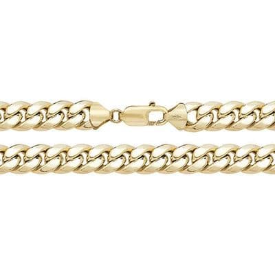 9ct Yellow Gold 20 Inch 10mm Semi-Solid Cuban Curb Chain