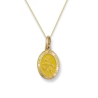 9ct Yellow Gold 20mm St Christopher Oval Pendant