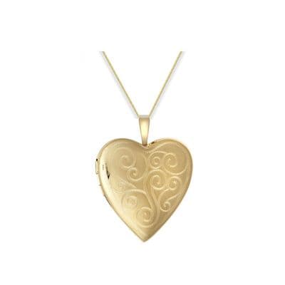 9ct Yellow Gold 20mm Swirl Pattern Heart Locket