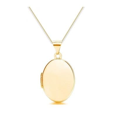 9ct Yellow Gold 24mm x 14mm Plain Oval Locket