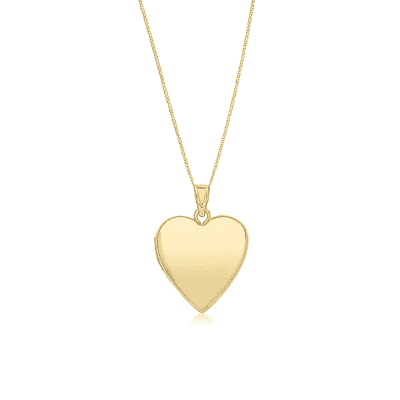 9ct Yellow Gold 25mm Plain Heart Locket