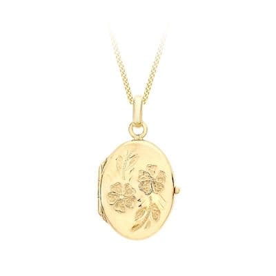 9ct Yellow Gold 28mm Daisy Oval Locket