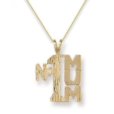 9ct Yellow Gold 2g Number One Mum Pendant