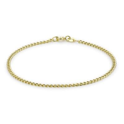 9ct Yellow Gold 2mm Curb Chain Anklet 24cm/9.5