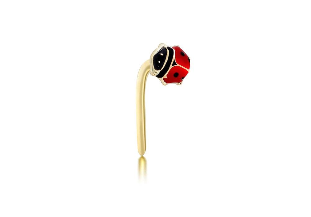 9ct Yellow Gold 3 5mm x 3mm Ladybug Enamel Nose Piercing