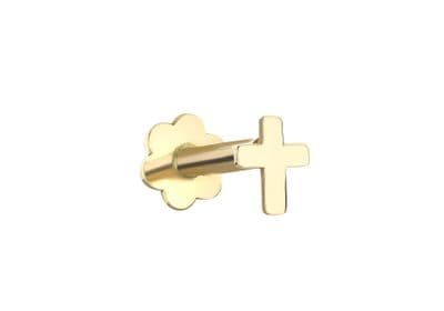 9ct Yellow Gold 3.5mm x 4mm Cross Labret Stud