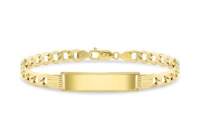 9ct Yellow Gold 31mm x 8.5mm Hollow Curb ID Bracelet 21.5cm/8.5
