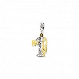 9ct Yellow Gold 3g Cubic Zirconia Number One Aunt Pendant