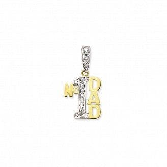 9ct Yellow Gold 3g Cubic Zirconia Number One Dad Pendant