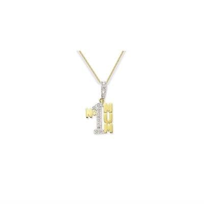9ct Yellow Gold 3g Cubic Zirconia Number One Mum Pendant