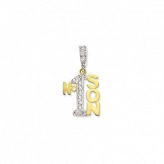 9ct Yellow Gold 3g Cubic Zirconia Number One Son Pendant