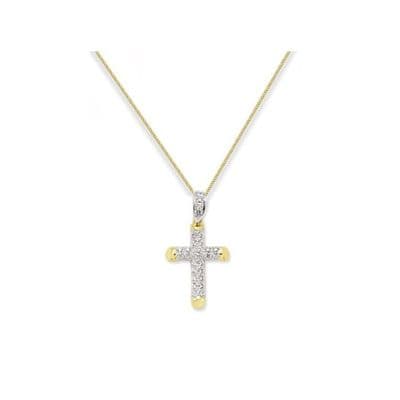 9ct Yellow Gold 3g Round Tubed Cubic Zirconia Cross