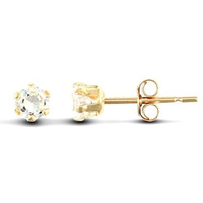 9ct Yellow Gold 3mm Claw Set Cubic Zirconia Stud Earrings