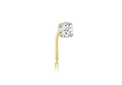 9ct Yellow Gold 3mm Round White CZ Nose Piercing