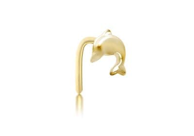 9ct Yellow Gold 4.5mm x 5mm Dolphin Shape Nose Piercing