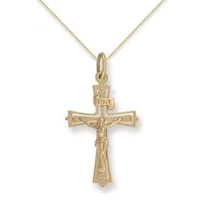 9ct Yellow Gold 40mm Cut Out Crucifix Pendant