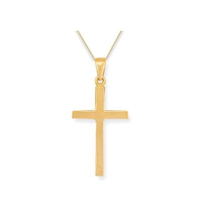 9ct Yellow Gold 40mm Solid Cross Pendant