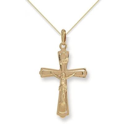 9ct Yellow Gold 42mm Cut Out Crucifix Pendant