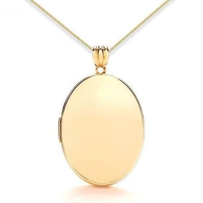 9ct Yellow Gold 44mm x 27mm Plain Oval Locket