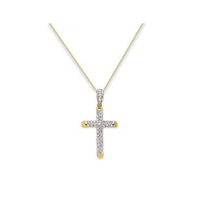 9ct Yellow Gold 4g Round Tubed Cubic Zirconia Cross