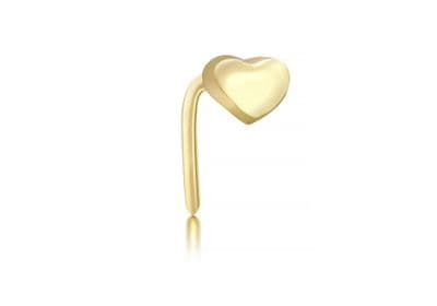 9ct Yellow Gold 4mm x 3mm Heart Shape Nose Piercing