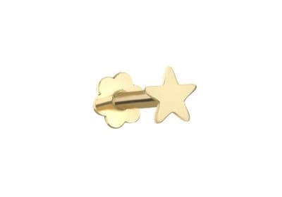 9ct Yellow Gold 4mm x 4mm Star Labret Stud