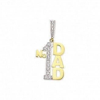 9ct Yellow Gold 5g Large Cubic Zirconia Number One Dad Pendant