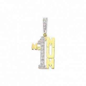 9ct Yellow Gold 5g Large Cubic Zirconia Number One Mum Pendant