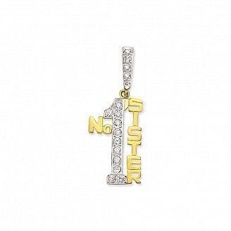 9ct Yellow Gold 5g Large Cubic Zirconia Number One Sister Pendant