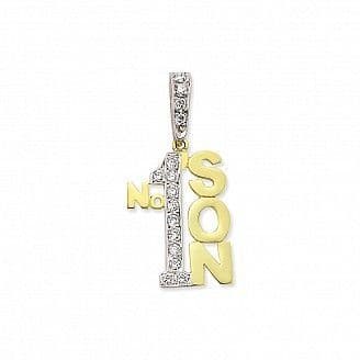 9ct Yellow Gold 5g Large Cubic Zirconia Number One Son Pendant