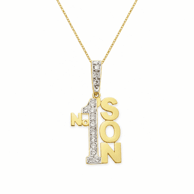 9ct Yellow Gold 5g Large Cubic Zirconia Number One Son Pendant