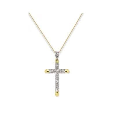 9ct Yellow Gold 5g Round Tubed Cubic Zirconia Cross
