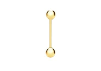 9ct Yellow Gold 5mm x 24mm Double-Ball Belly Bar